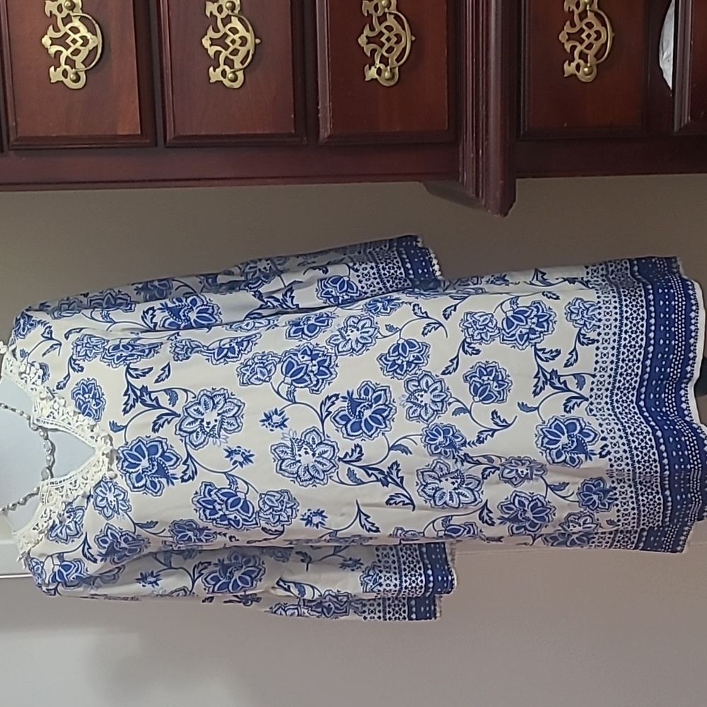 Floral Blue and White Dress